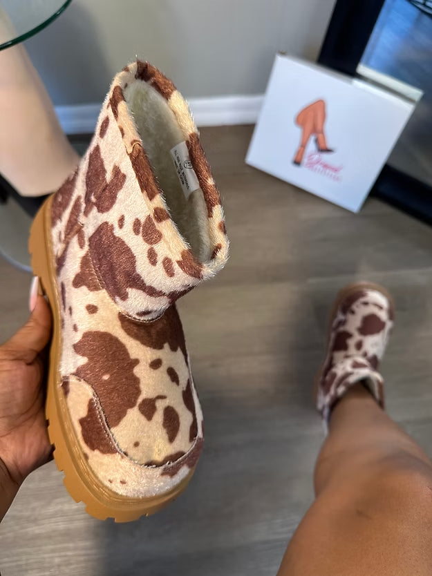 Cow Fur Snow Boots