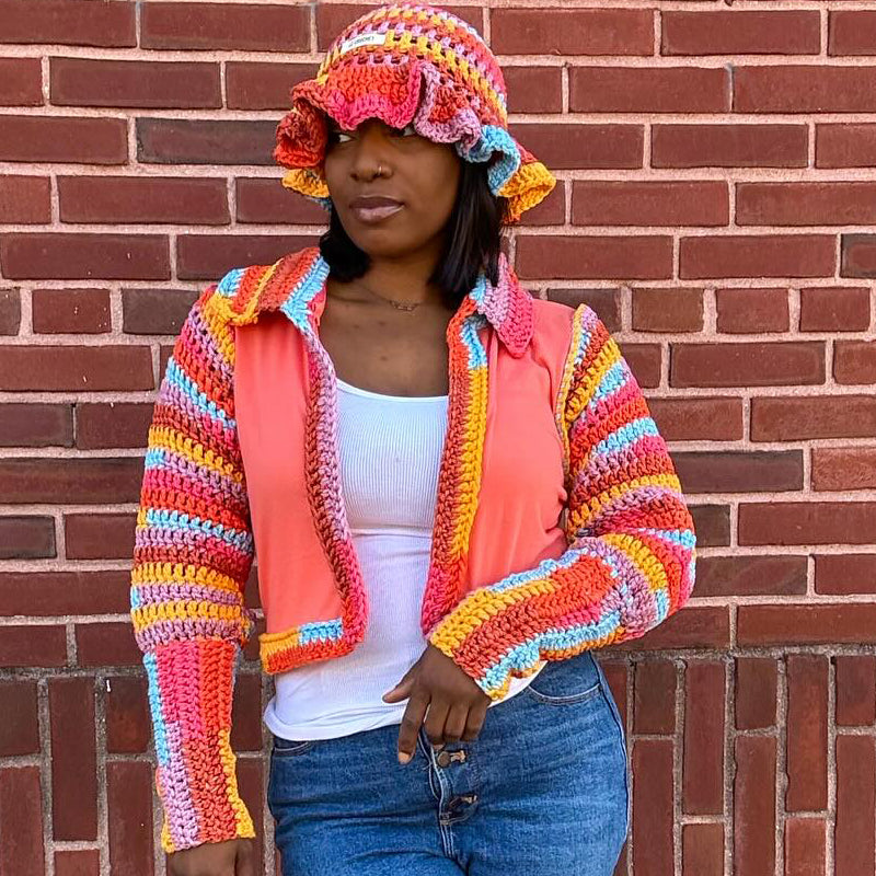 Fashion Two Strand Chunky Ruffle Hat