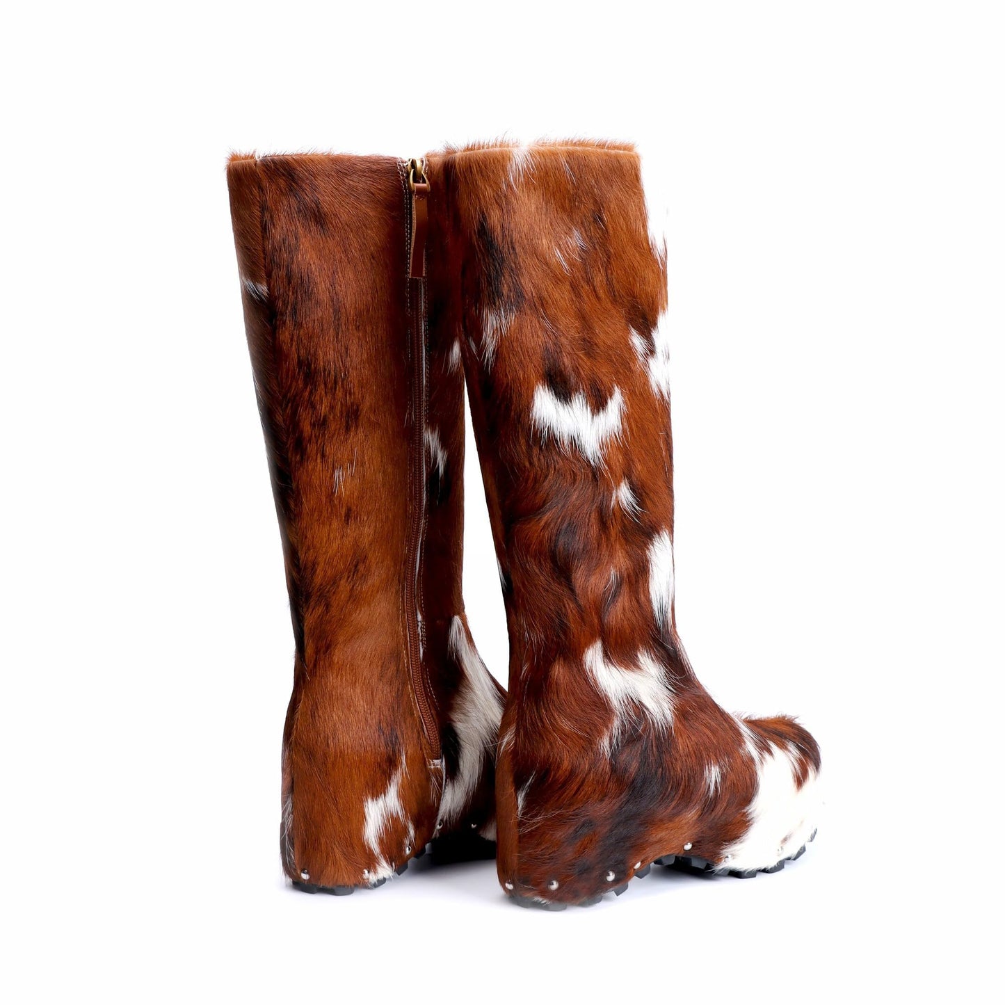 Platform Sole Imitation Calf Hair Knee-High Winter Boots