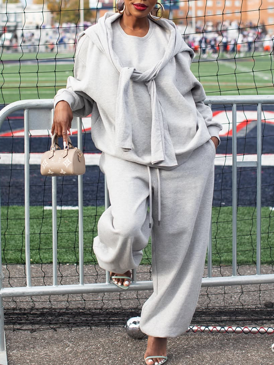 Solid Color Loose Sport Suit