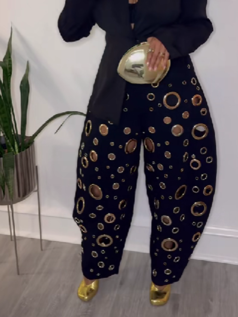 Gold And Silver Ring Decorated Pants