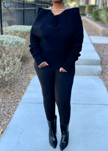 Chain-Shoulder Loose Sweater