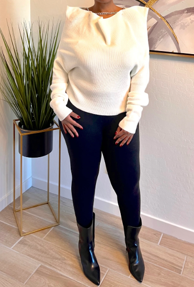 Chain-Shoulder Loose Sweater