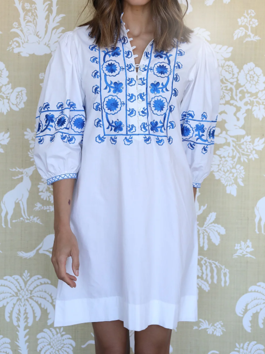 Embroidered Mini Dress