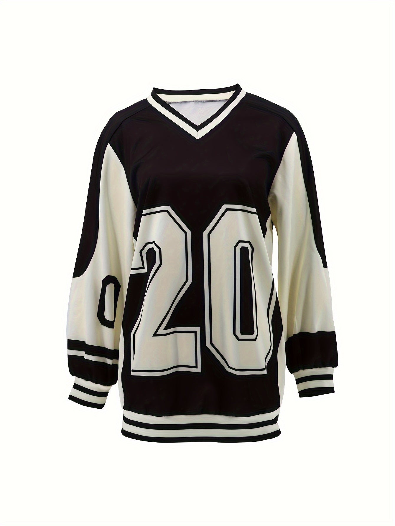 Fashionable V-Neck Black And White Letter Print Dress