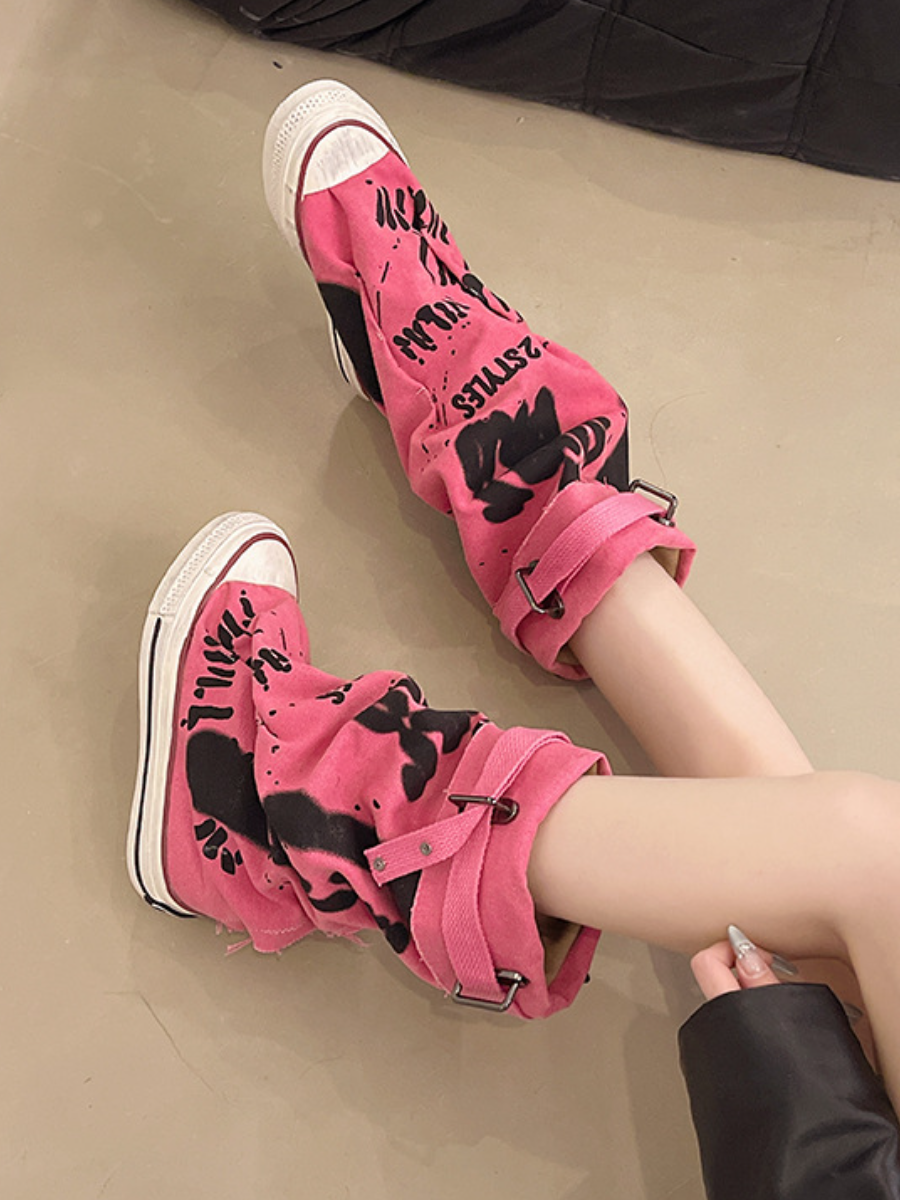Graffiti Canvas Sneaker Boots